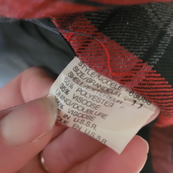 1980s red black plaid double breasted blazer - Picture 9 of 12